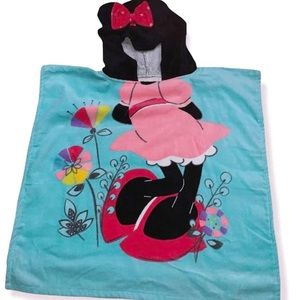 New Disney Minnie Mouse kids hooded towel girls poncho costume one size fits all